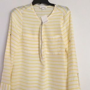 Calvin Klein white and yellow blouse